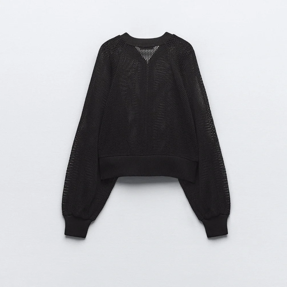 Zara mesh knit bomber cardigan top